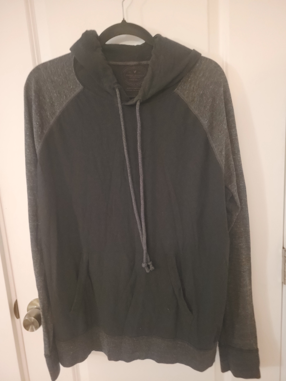 American Eagle Outfitters Dark Gray Two-Tone Hooded Sweatshirt